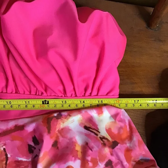 Kona Sol Pink Floral Swim Tankini Top 2X & Black Shorts Large Booty Lift - Picture 8 of 14